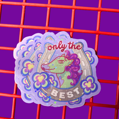 Cute horsegirl waterproof glitter sticker