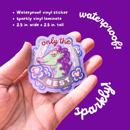 Cute horsegirl waterproof glitter sticker