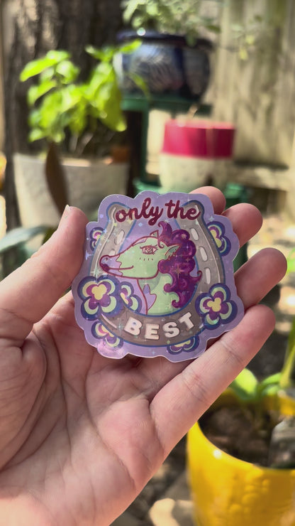 Cute horsegirl waterproof glitter sticker